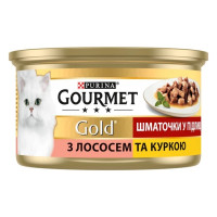 Корм для кошек Purina Gourmet Gold Кусочки в соусе с лососем и курицей 85 гр