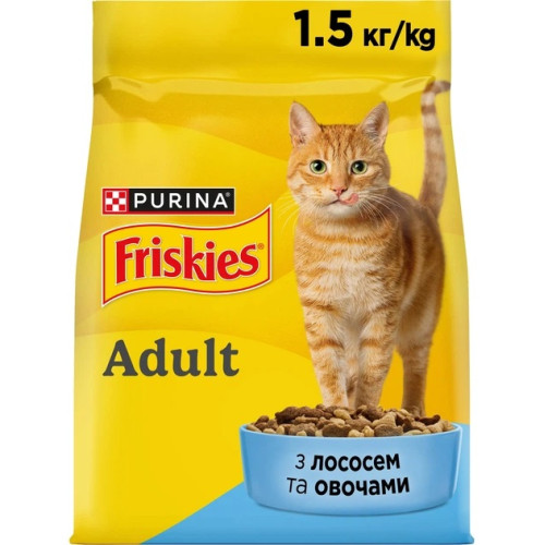 Корм сухой Purina Friskies для кошек с лососем и овощами 1500 гр