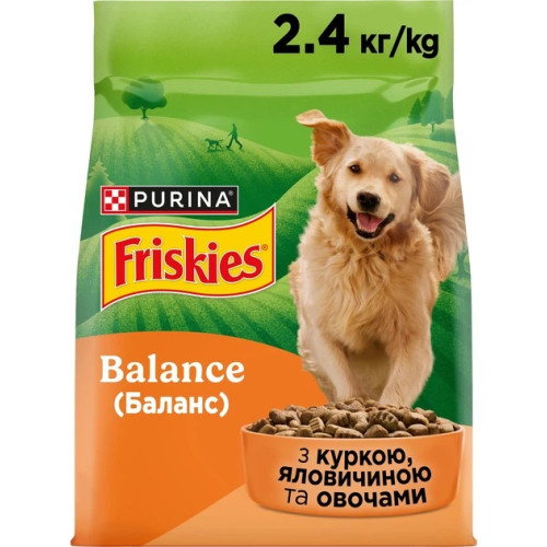 Корм сухой Purina Friskies для собак с говяжьей курицей и овощами 2400 гр