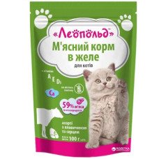 Корм для кошек Леопольд Мясное ассорти с говядиной и сердцем в желе 100гр