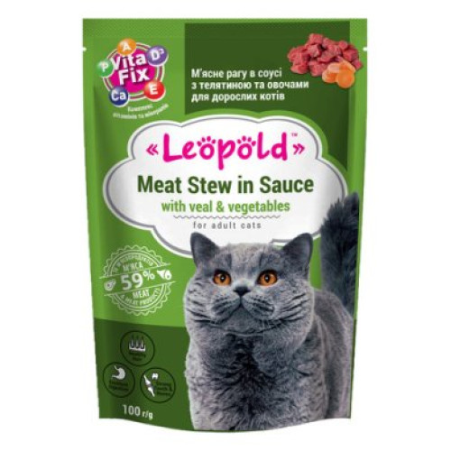 Корм для кошек Леопольд рагу телятина овощи 100 гр