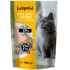 Корм для кошек Леопольд паштет курица 59% 100 гр