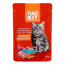 Корм для кошек Пан Кот с Курицей в соусе 100 гр
