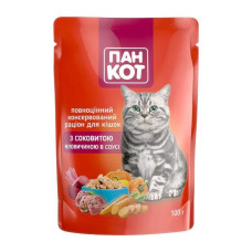 Корм для кошек Пан Кот с говядиной в соусе 100 гр