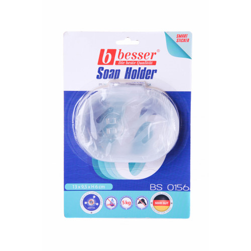 Мыльница пластик 13*9.5*5.5 см  на хромовой подвеске с креплением SMART STICKER №0156