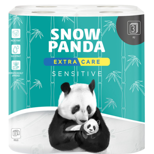 Туалетний папір Сніжна панда Extra Care Sensitive 3 шари 8 шт