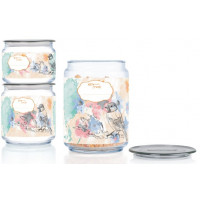 Набір банок Luminarc Plano Happy Bird Grey (0.5л,0.75л,1л) №P9217