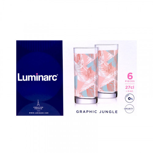 Набор стаканов высоких Luminarc Graphic Jungle 270 мл*6 шт №Q8335
