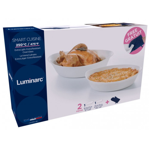 Набор форм для запекания овал Luminarc Smart Cuisine (32*20см,38*23см)+прихватка №Р2773