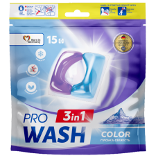 Капсулы для стирки ProWash 3в1 Горная свежесть дой-пак 15 шт