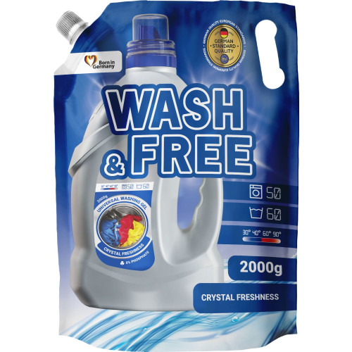 Гель для прання Wash&Free Universal дой-пак 2 л
