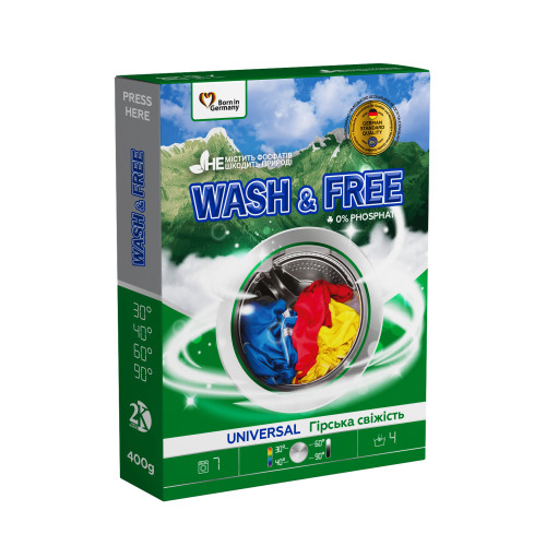 Стиральный порошок Wash&Free Горная свежесть 400 гр