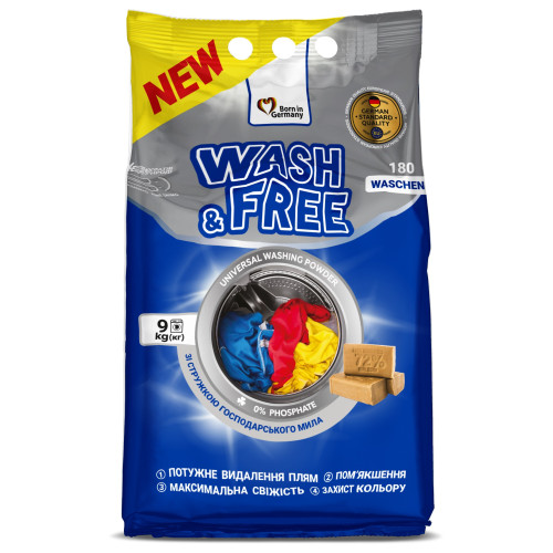 Стиральный порошок Wash&Free Universal 9 кг