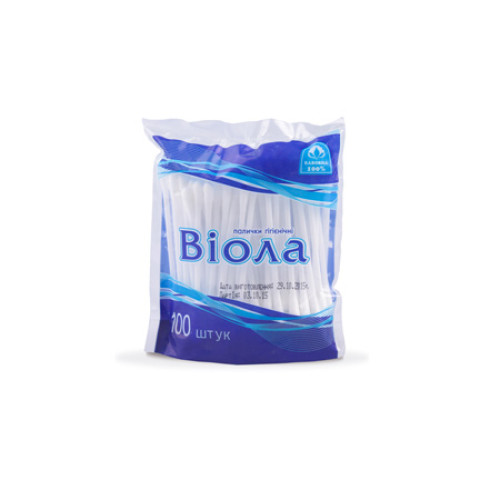Ватные палочки Вiола Полиэтиленовая упаковка 100 шт